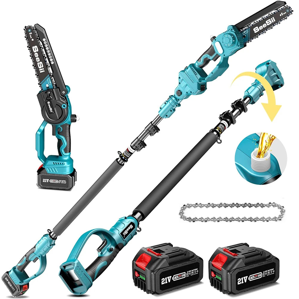 SEESII 2-in-1 Cordless 8'' Electric Chainsaw Electric Pole Saw