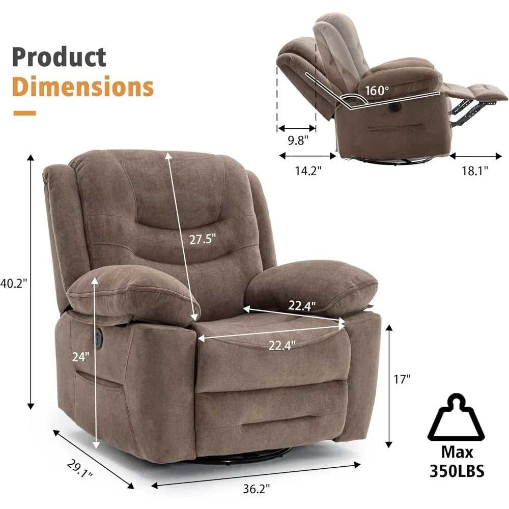 DAFIFY Power Swivel Rocker Recliner with Massage and Heat