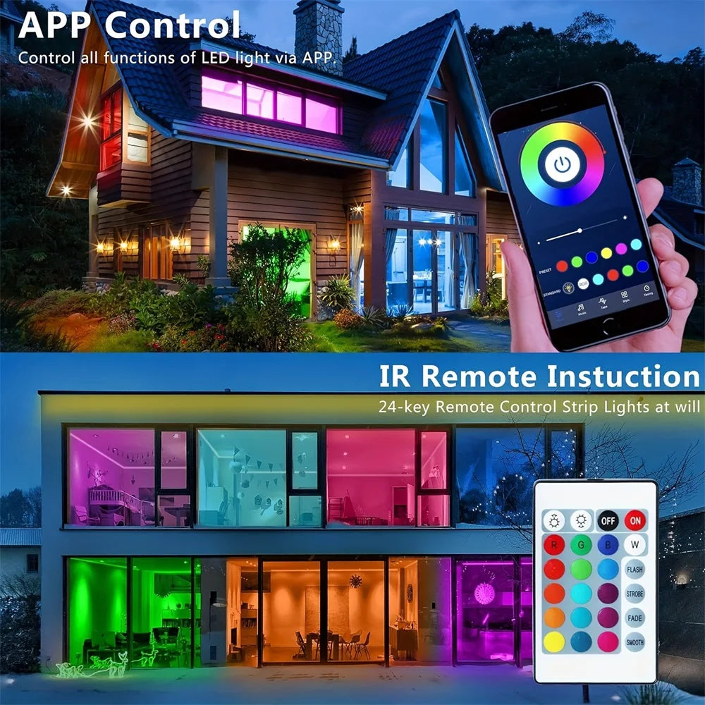 WIFI APP 5050 RGB LED Strip 24K Control With Battery Ambient Lighting