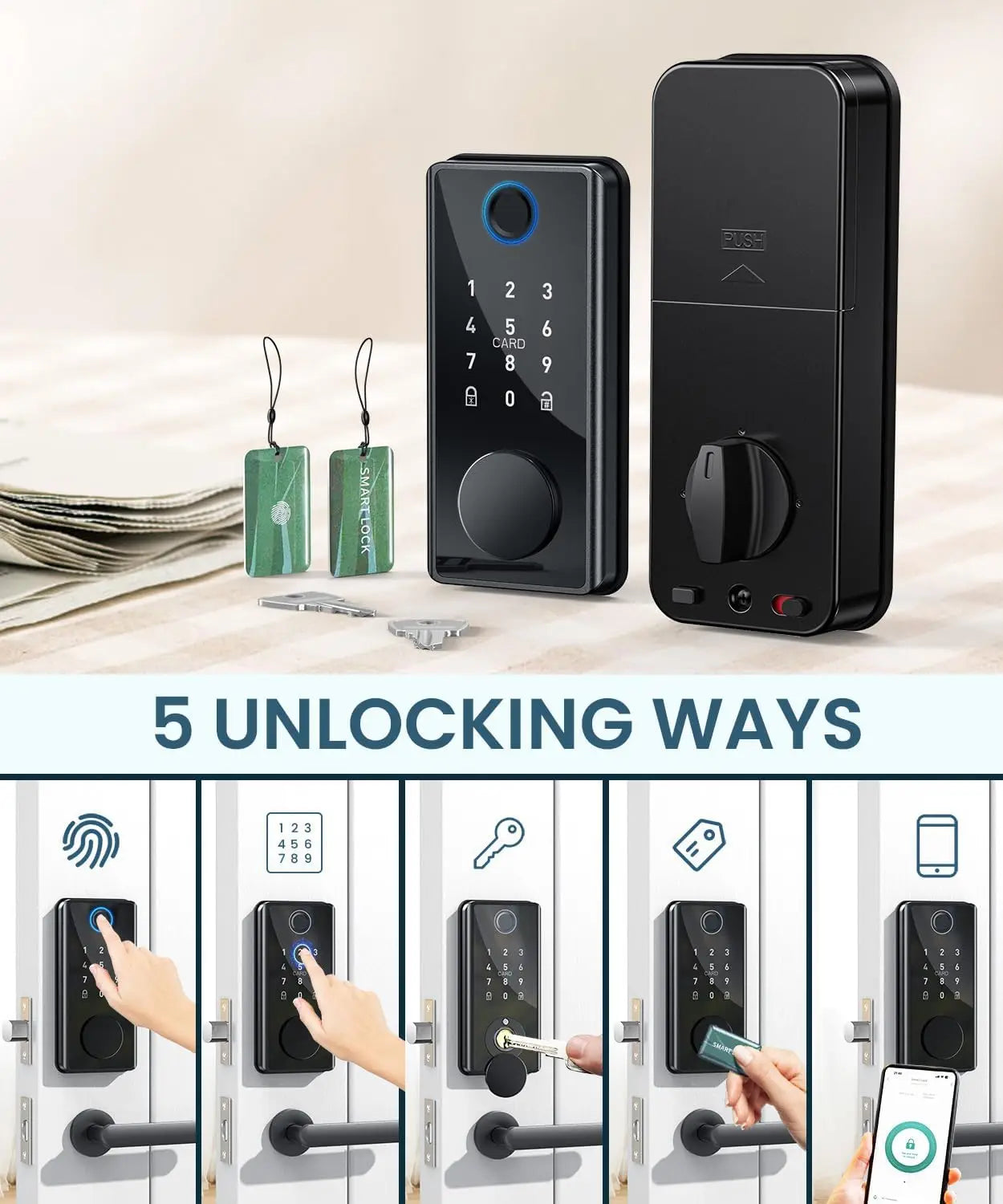PSOS Fingerprint smart door lock with electronic keypad