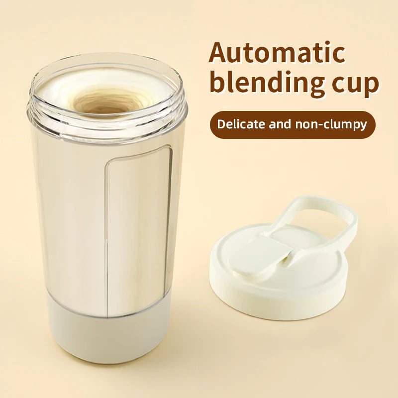 White & Wood Grain USB Rechargeable Automatic Mixing Mug
