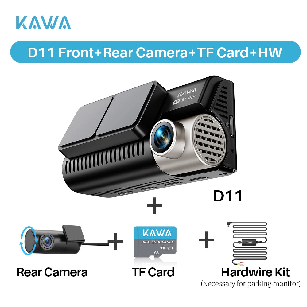 KAWA D11 Front and Rear Dash Cam 4K WiFi
