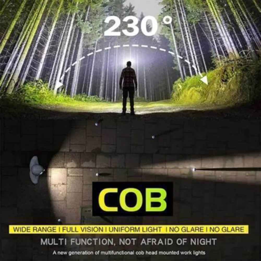 2PCS COB LED Headlamp Headlight Torch Work Light Bar