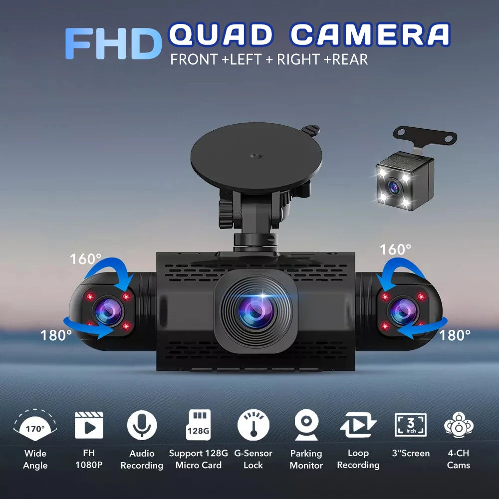 Marzony 3.0″ IPS 360° Dash Camera HD 1080P 4Lens
