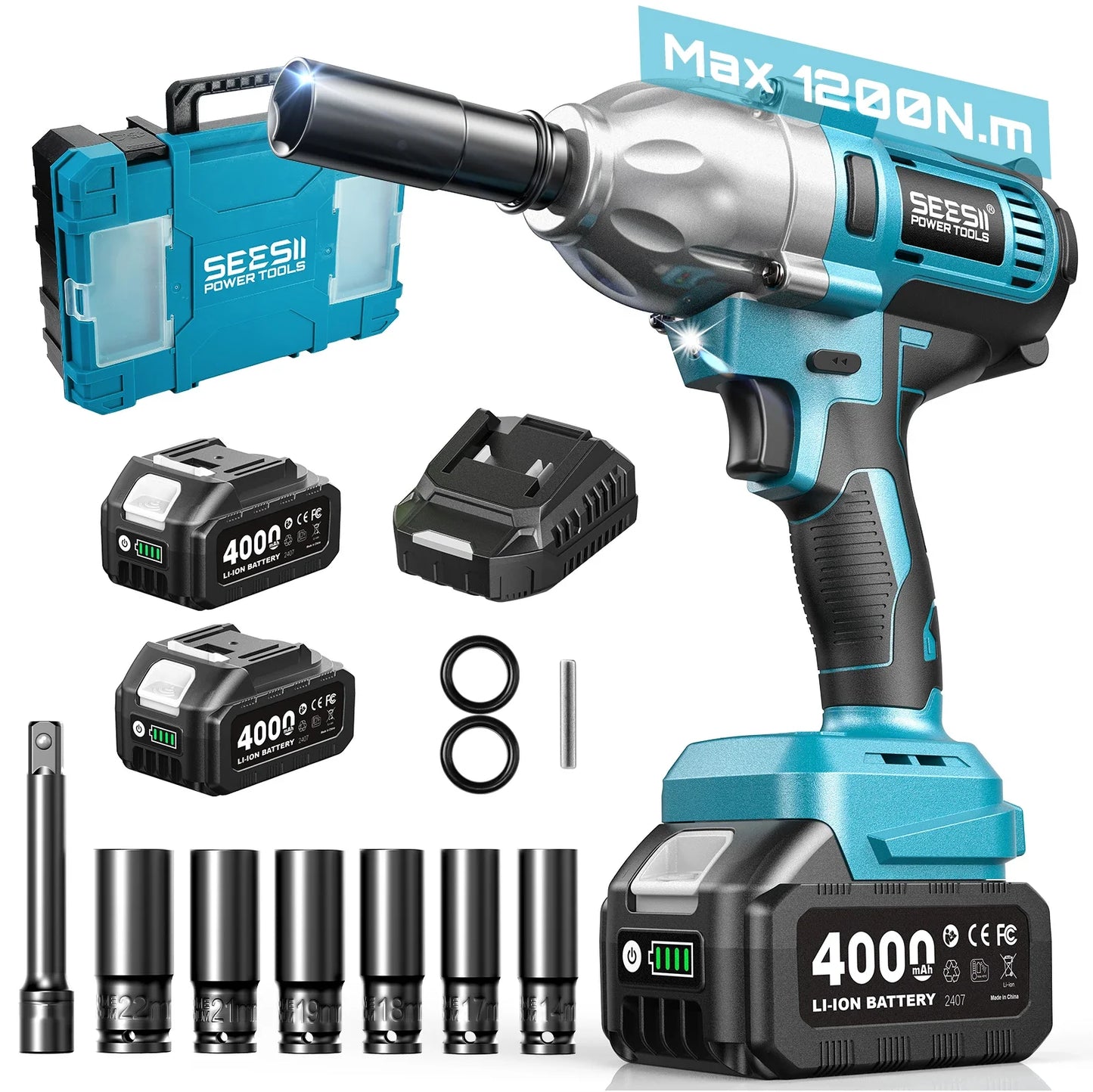 Seesii 3-In-1 Tool Combo Kit Rotary Hammer Drill Impact Wrench