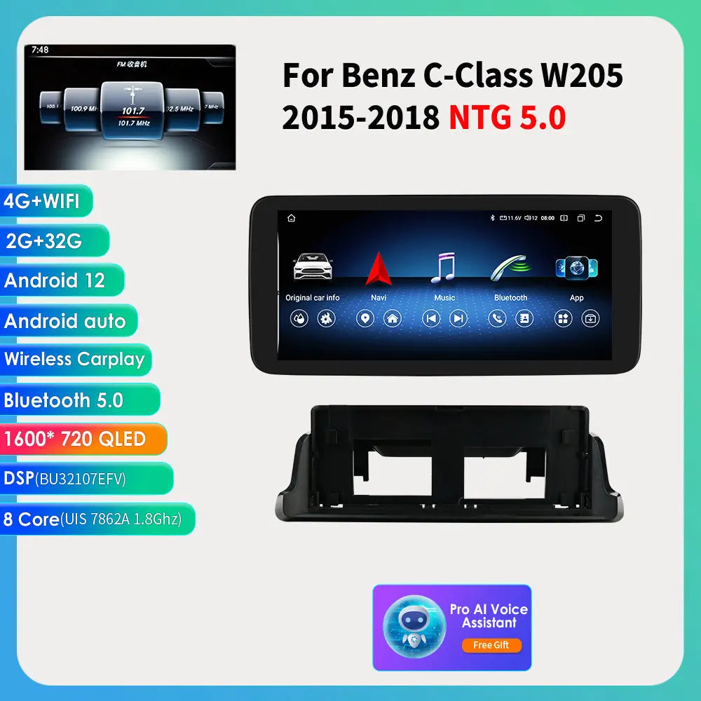 10.25"Android Auto Car radio Multimedia player For Mercedes Benz C-Class