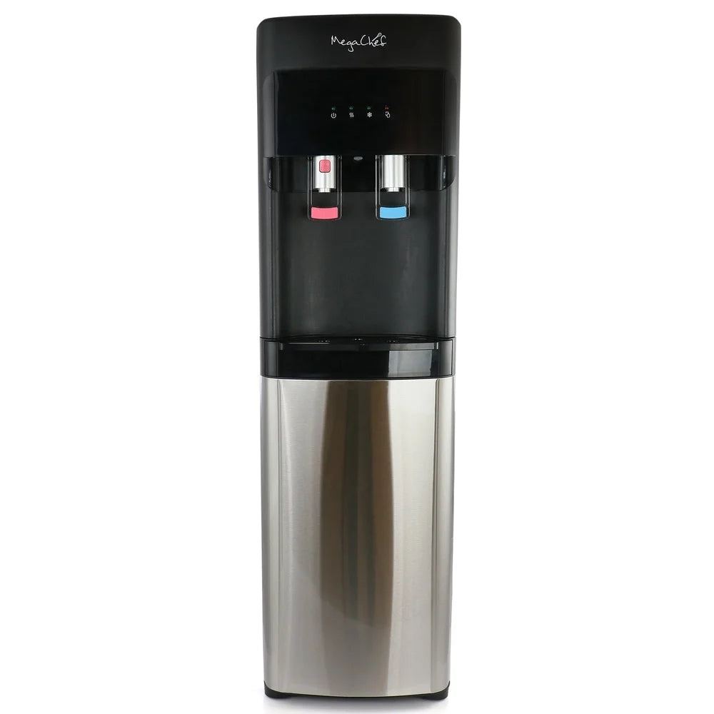 MEGACHEF Stainless Steel Hot Cold Water Dispenser 5 Gallon Cooler Bottom‑Loading