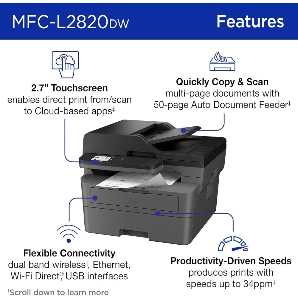 Brother MFC-L2820DW - Wireless Compact Monochrome All-in-One