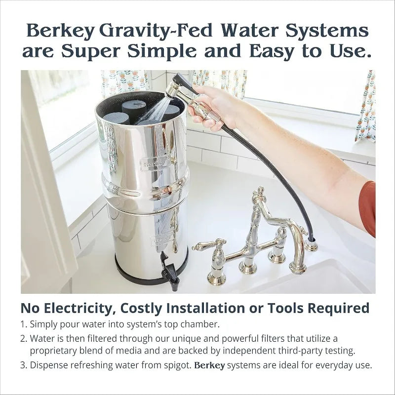 Travel Berkey Gravity-Fed Water Filter with 2 Black Berkey Elements