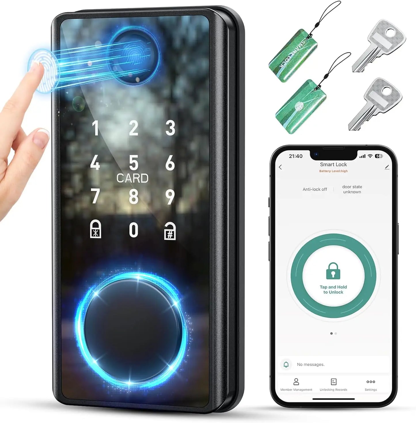 PSOS Fingerprint smart door lock with electronic keypad