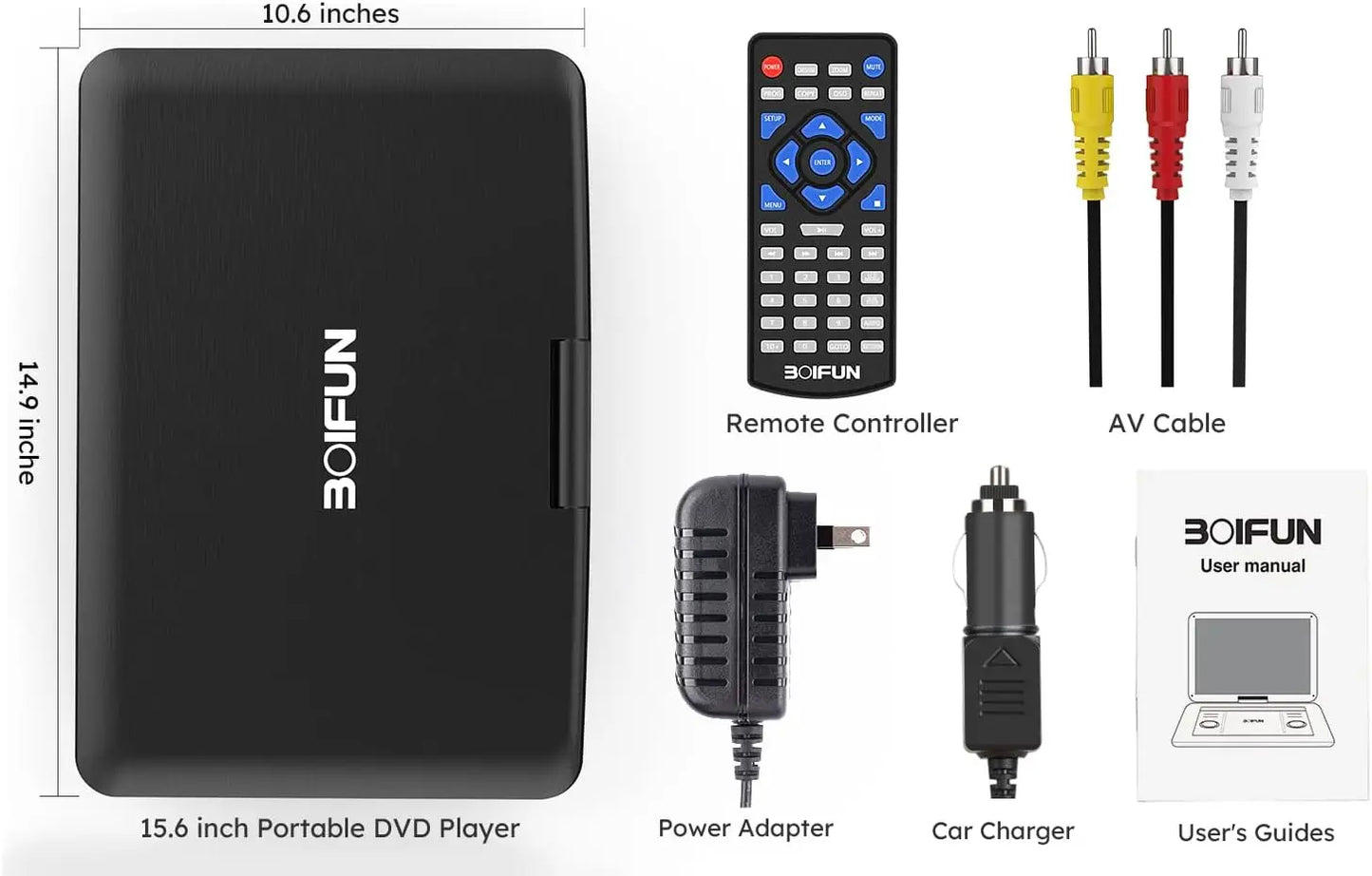BOIFUN 17.5" Portable DVD Player with 15.6" Large HD Screen