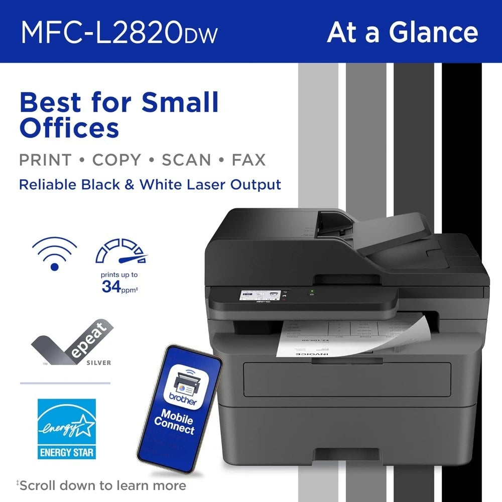 Brother MFC-L2820DW - Wireless Compact Monochrome All-in-One