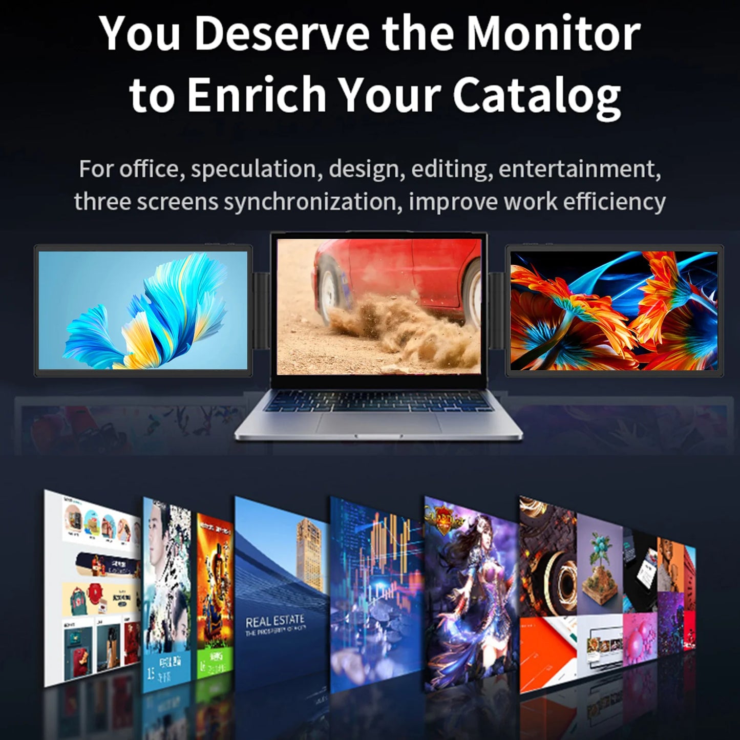 kuulaa 12 Inch Laptop Dual Monitor 1920*1080