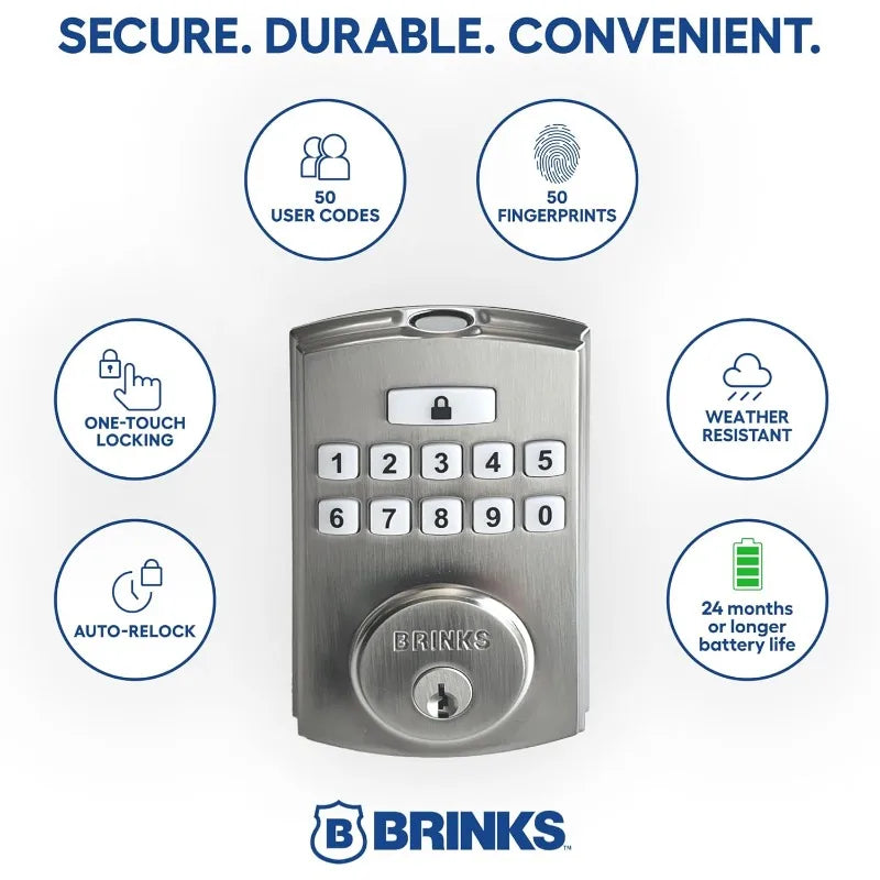 Brinks Fingerprint & Keypad Electronic Door Lock with Deadbolt