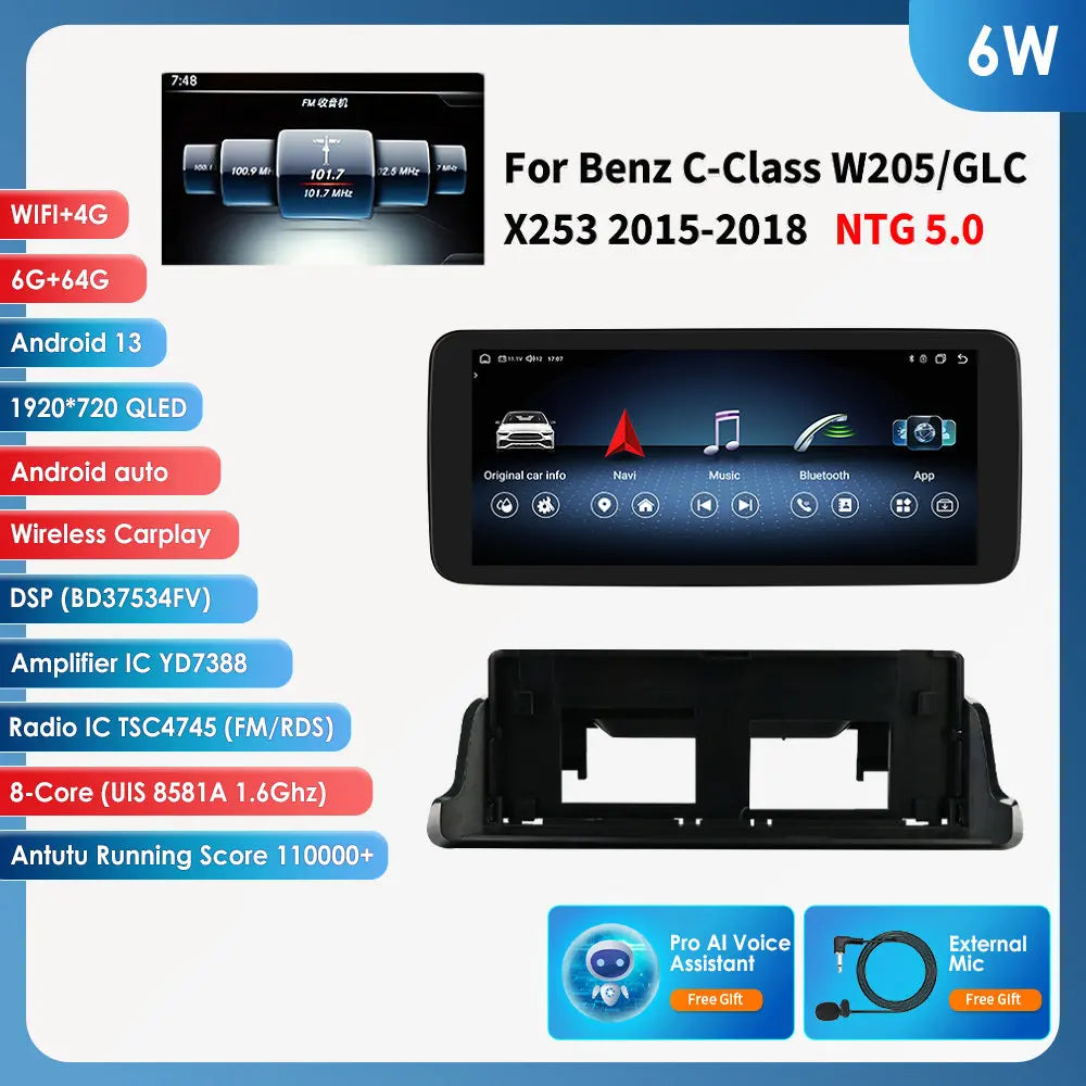 10.25"Android Auto Car radio Multimedia player For Mercedes Benz C-Class