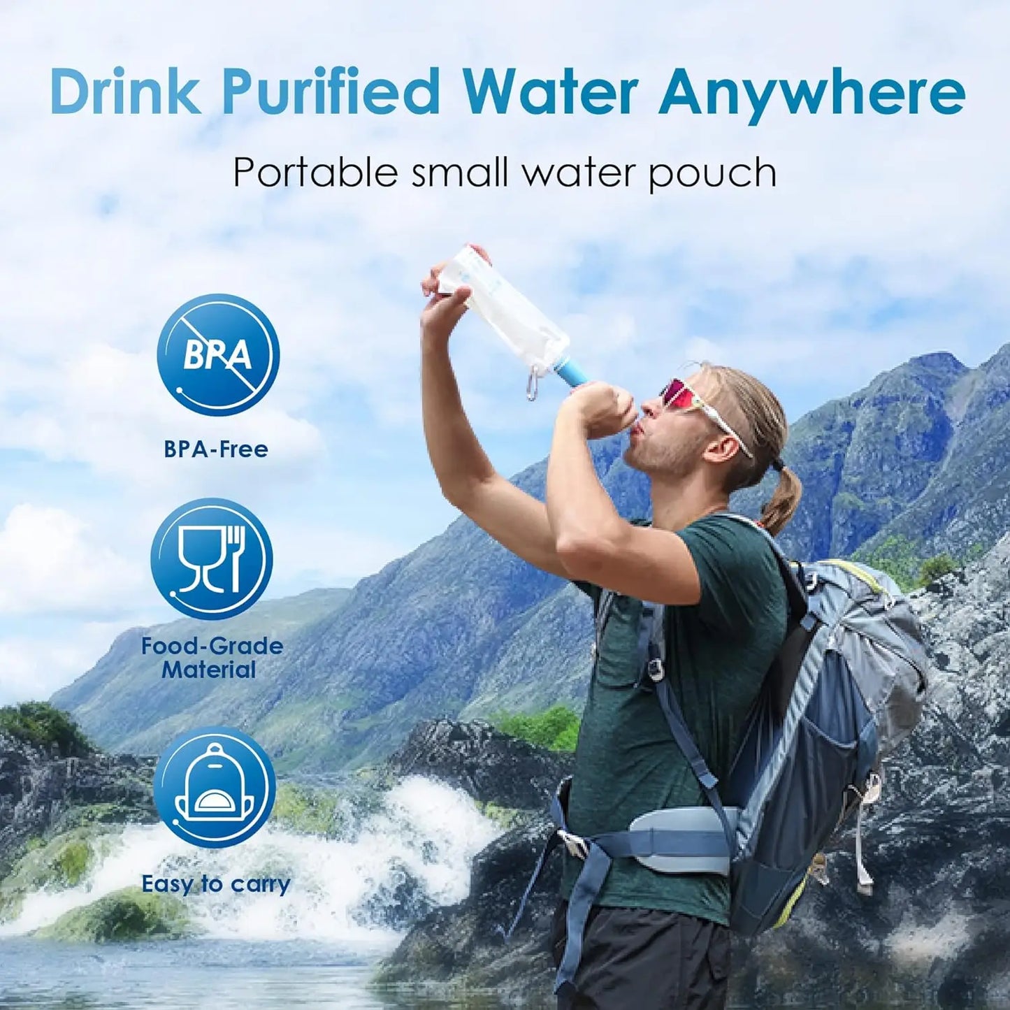 Waterdrop Gravity Water Filter Straw, Water Purifier Survival
