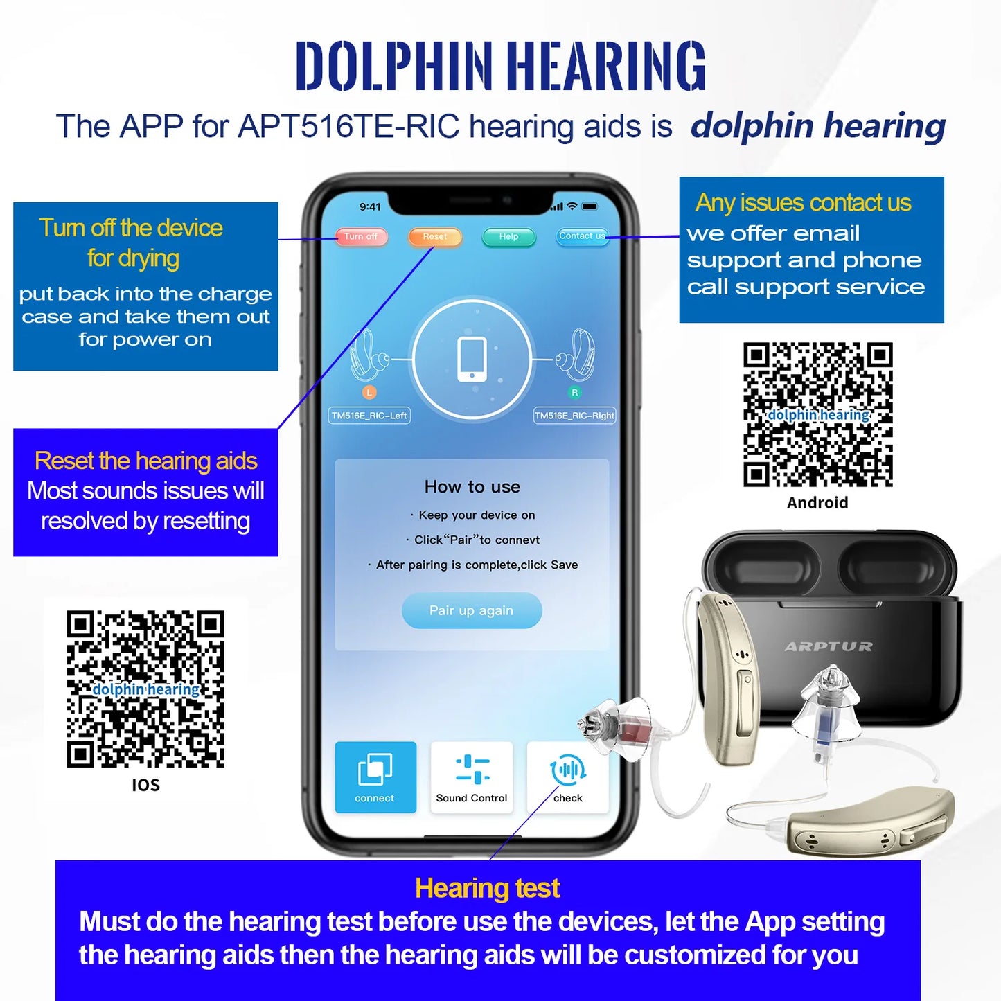Bluetooth Hearing Aids Rechargeable