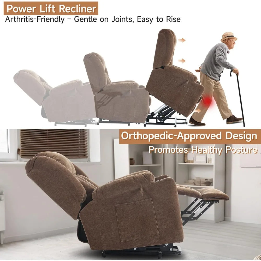 Power Lift Recliner Chair for Seniors, Lift Chair Recliners with Massage & Heat