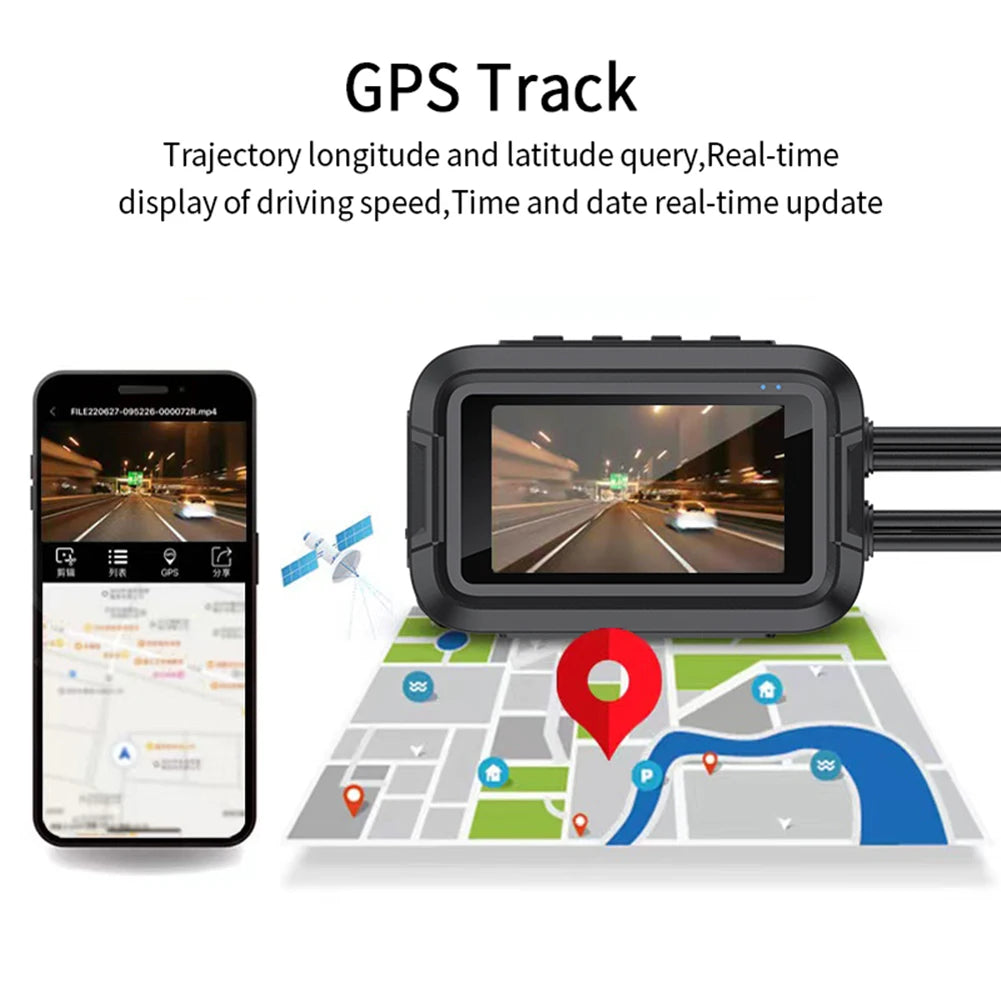 Full Body Waterproof Motorcycle DVR Dual Lens Dash Cam
