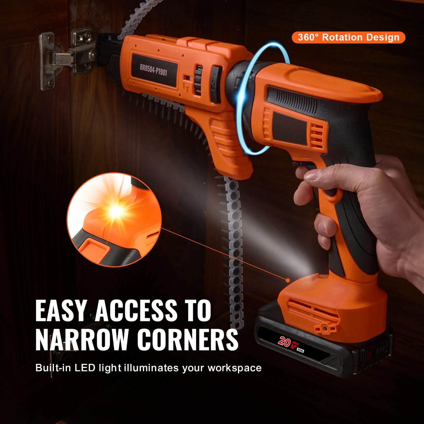 SucceBuy Drywall Screw Gun 20V Max 4200RPM Brushless