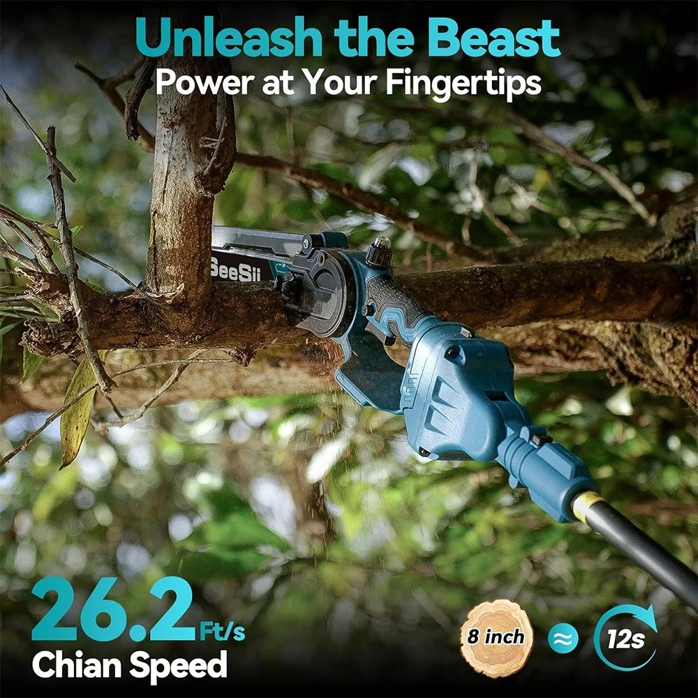SEESII 2-in-1 Cordless 8'' Electric Chainsaw Electric Pole Saw