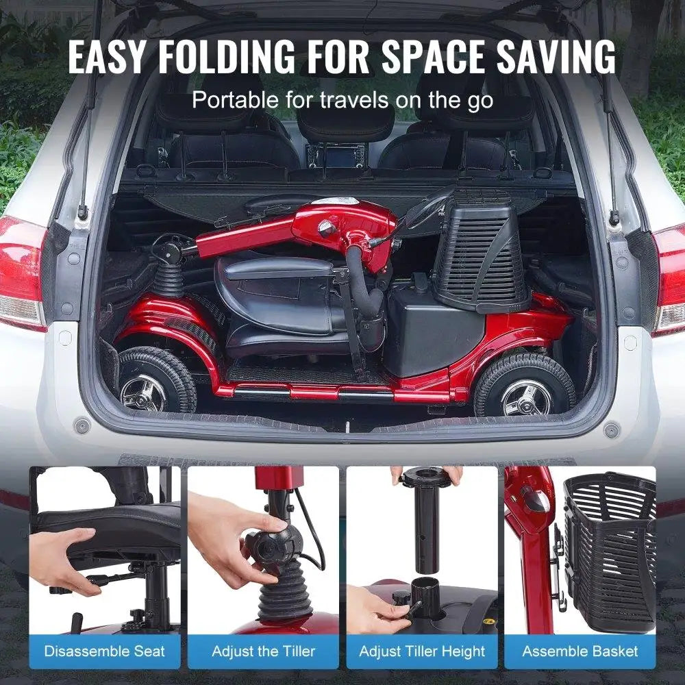 Heavy-Duty 4 Wheel Mobility Scooter for Seniors 12 Mile Range