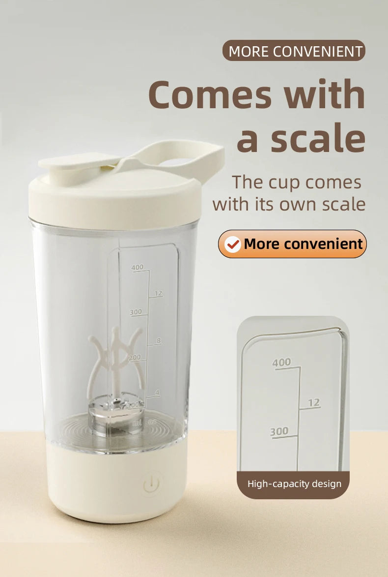 White & Wood Grain USB Rechargeable Automatic Mixing Mug
