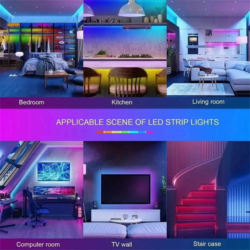 WIFI APP 5050 RGB LED Strip 24K Control With Battery Ambient Lighting