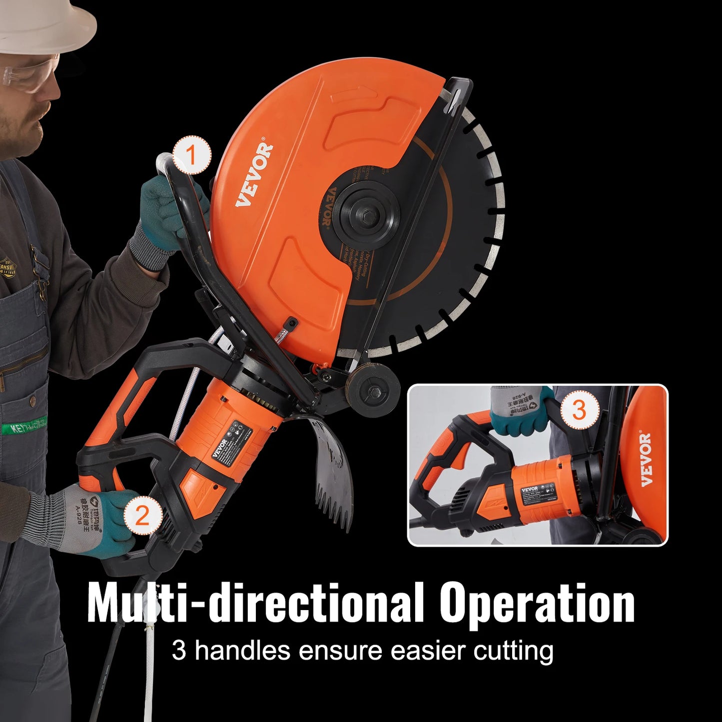 VEVOR Electric Concrete Saw 16 in 3200 W 15 A Motor Circular Saw