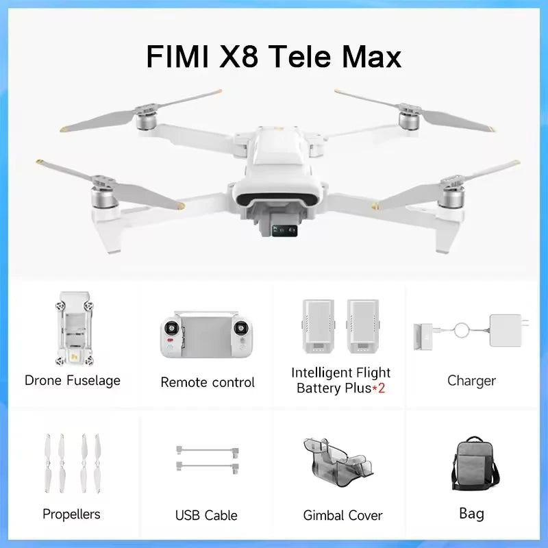FIMI X8 Tele Max drone Dual Sony Cameras 4K 60fps 5.0 Roklink