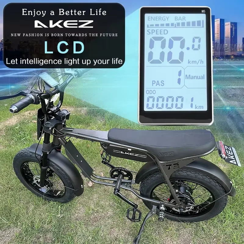 E-bike AKEZ-ZX 750W motor 48V 13AH battery, 20-inch fat tires