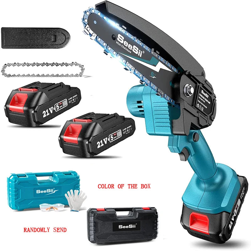 Seesii 6-inch Cordless Mini Chainsaw Electric Power Chain Saw