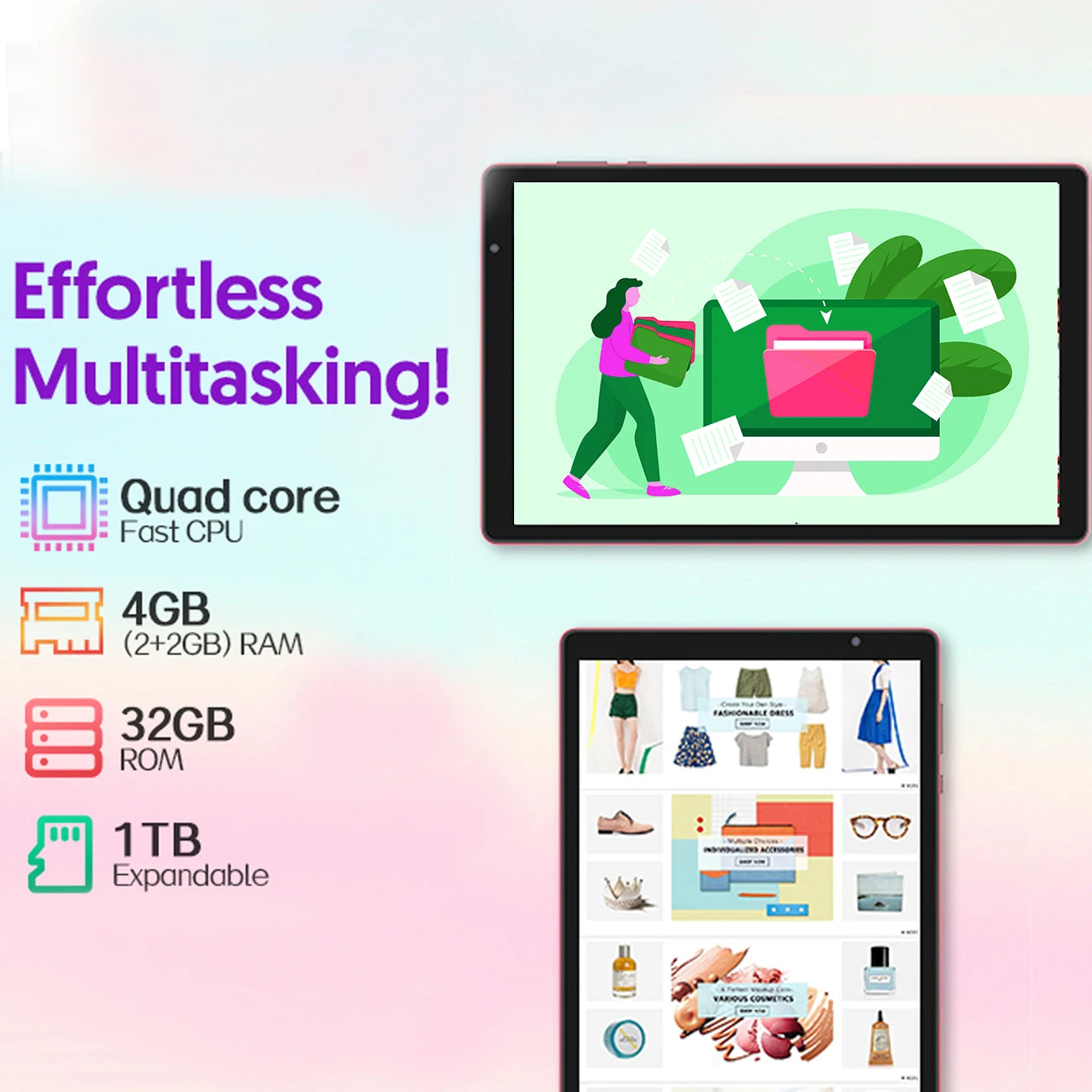 BAKEN 10" Android Tablet, Quad-core Processor, Bluetooth, Wi-Fi