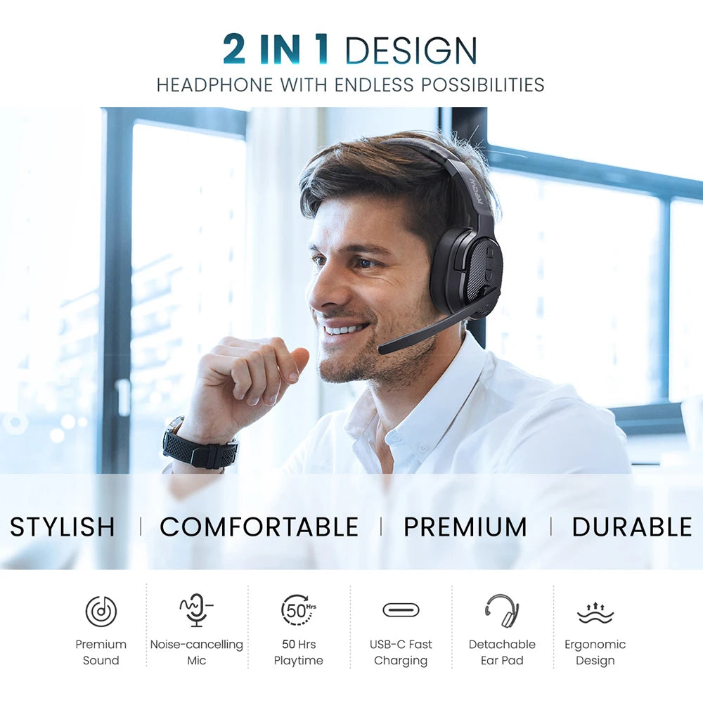 Mpow E65 2 in 1 Wireless Headphones Bluetooth 5.3