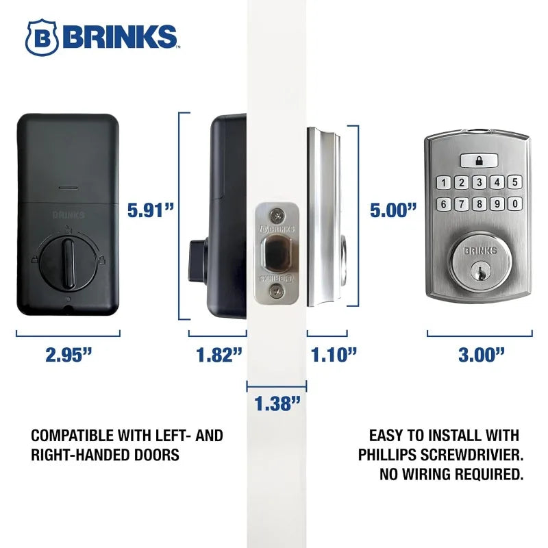 Brinks Fingerprint & Keypad Electronic Door Lock with Deadbolt
