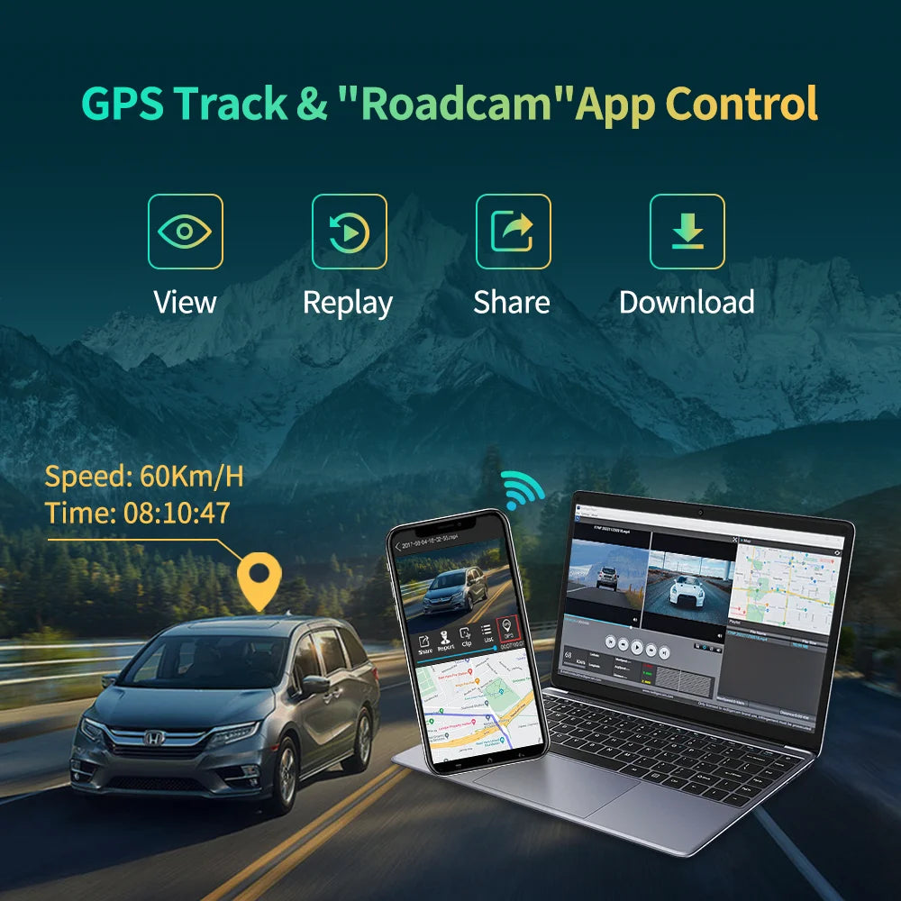 Imagebon 10.26" 4K ADAS Wireless CarPlay & Android Auto Dash Cam