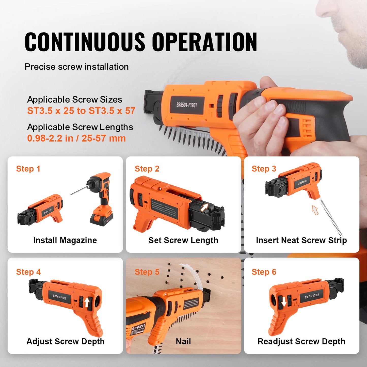 SucceBuy Drywall Screw Gun 20V Max 4200RPM Brushless