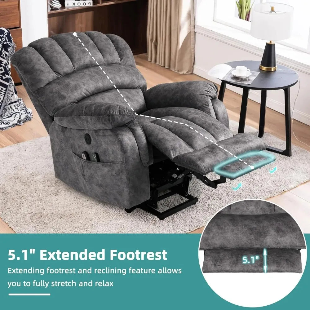 Large Power Lift Electric Recliner Chair with Extended Footrest
