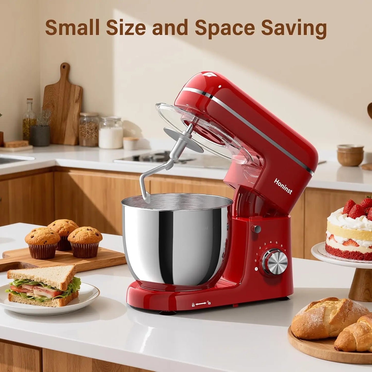 HONINST Stand Mixer, 3-In-1 8-Speed 660W 6.5QT