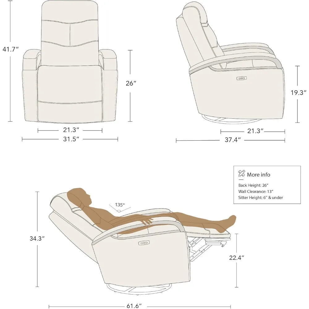 DAFIFY Genuine Leather Power Swivel Glider Rocker Recliner