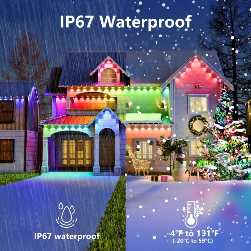 147FT 90LEDs Permanent Outdoor Light String APP Smart RGBIC