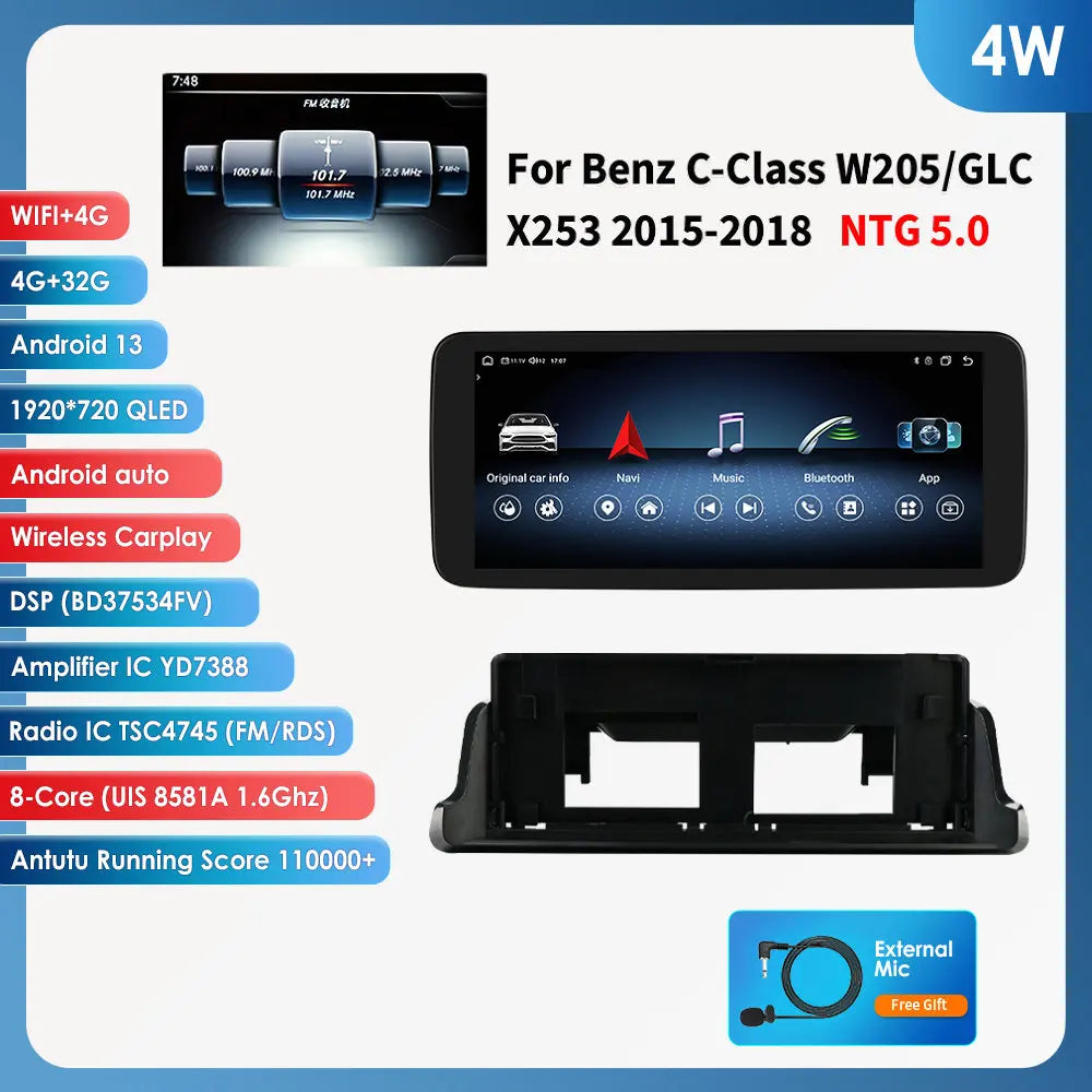 10.25"Android Auto Car radio Multimedia player For Mercedes Benz C-Class