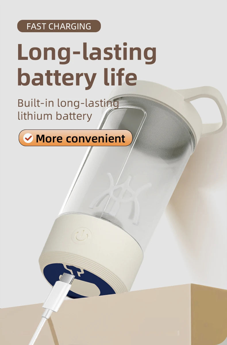 White & Wood Grain USB Rechargeable Automatic Mixing Mug