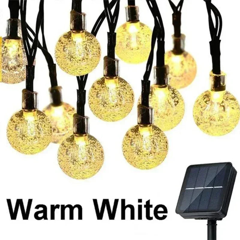 Solar String Lights Outdoor, Crystal Fairy Light, Christmas Garland