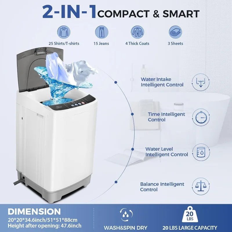 Nictemaw Portable Washing Machine 20Lbs Capacity 2.8 Cu.ft