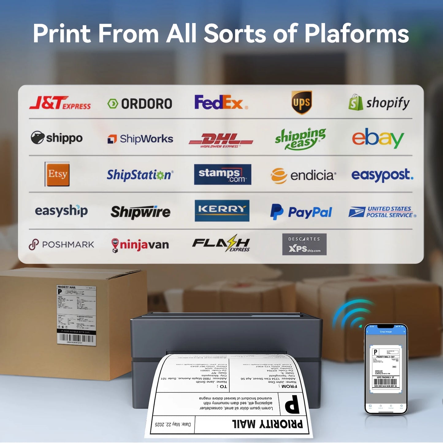 Thermal Label Printer Portable No Ink Required 300DPI 4x6