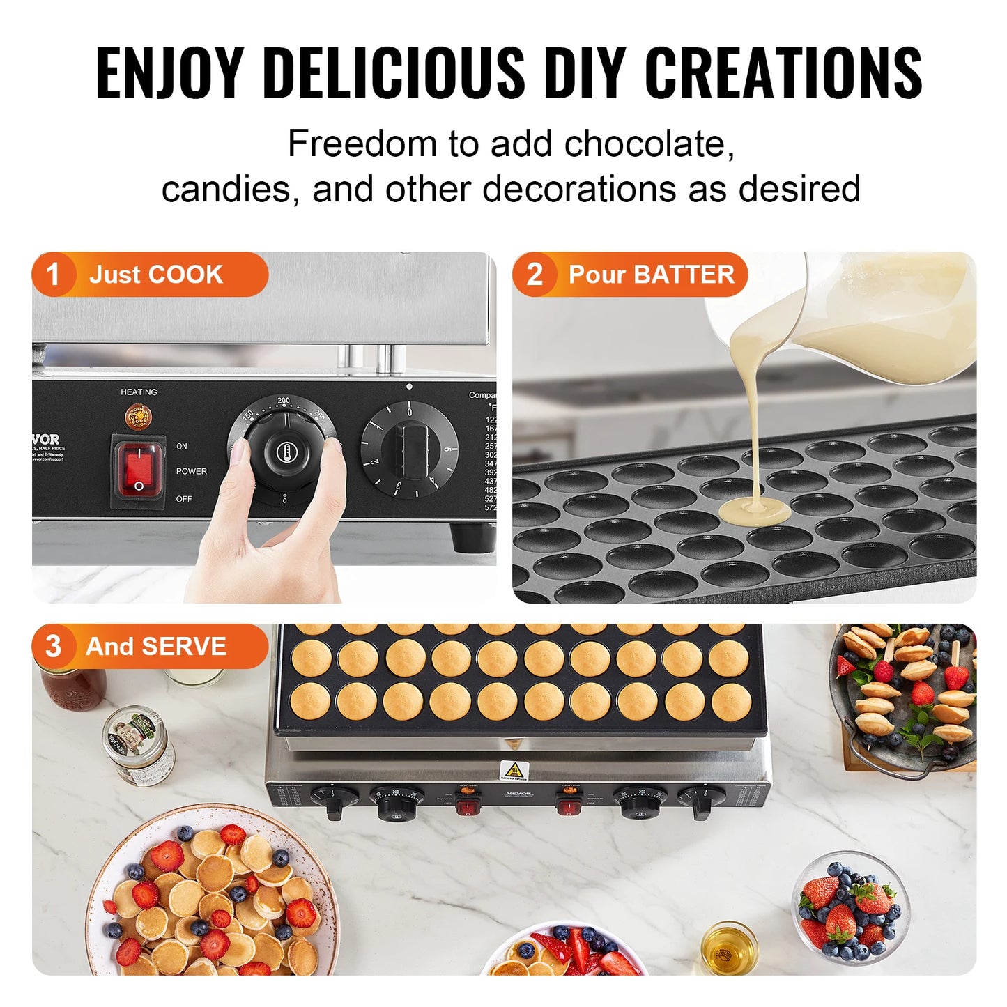 SucceBuy 50Pcs Mini Dutch Pancake Maker, Waffle Maker