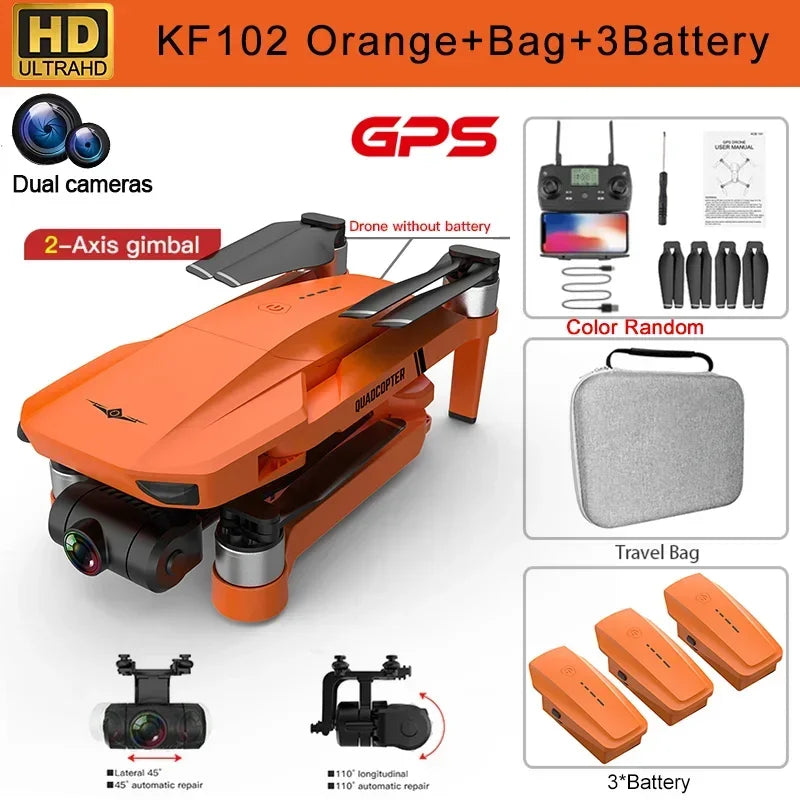 QJ KF102 4K HD GPS Drone with Dual Camera 2-Axis Gimbal
