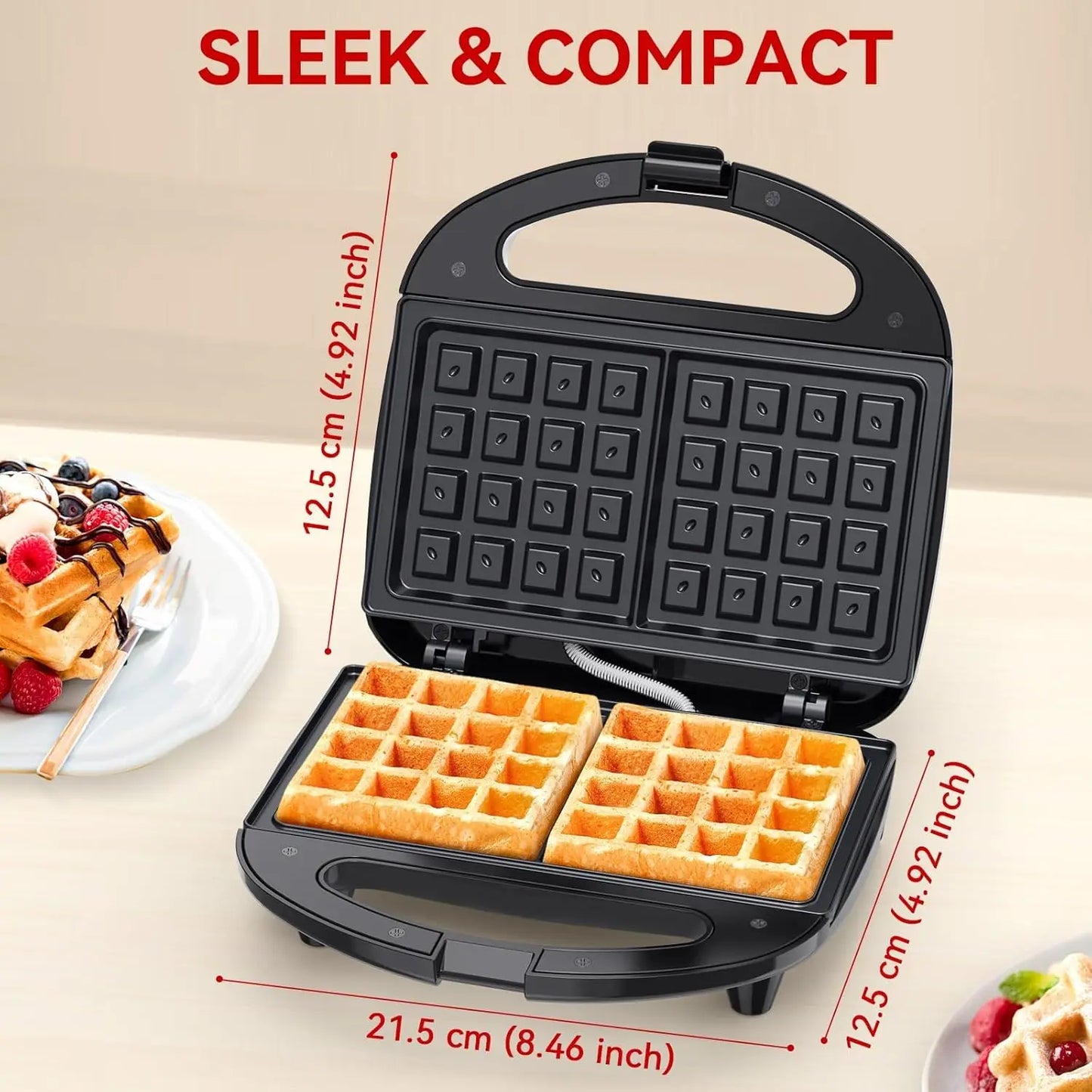 BELGIAN Waffle Maker, 2 Slice Non-Stick Waffle Iron