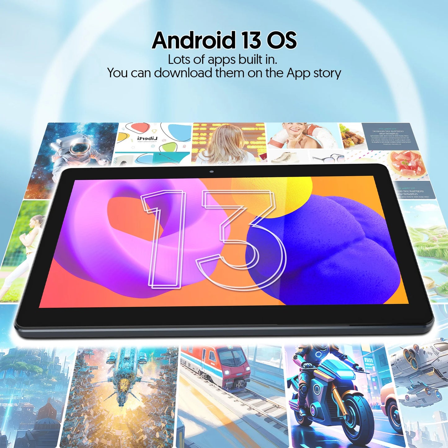 BAKEN 10.1" Android13 Tablet 4(2+2)GB+64GB, Quad-Core Processor